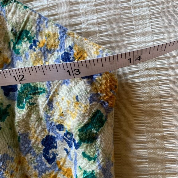 ANGIE Sundress Sz M Mini Dress Blue Yellow Floral Cutout Front Smocked Back Boho - Picture 6 of 8